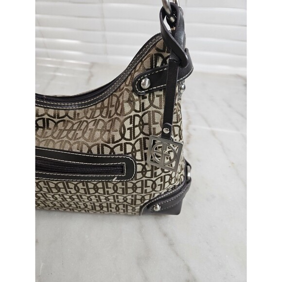 Giani Bernini Signature Logo Brown Canvas & Faux Leather Shoulder Bag - Picture 7 of 10